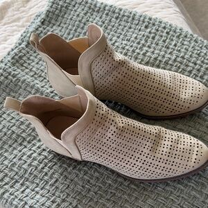 Restricted Cream Perforated Ankle Booties